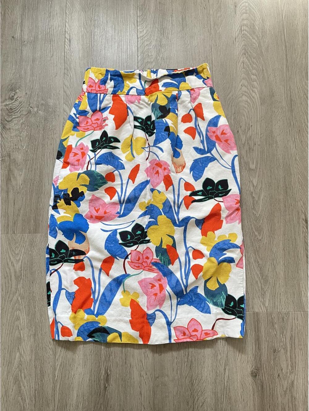 Floral Pattern Midi Pencil Skirt with Side Slit